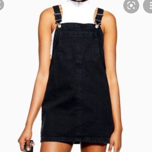 Topshop Moto Black Denim Overall Dress in size 4